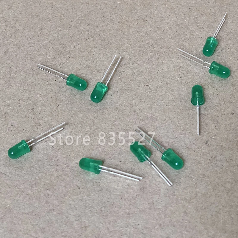 100pcs/lot F5 5MM Round LED in the color DIP Green Turn Emerald Green LED light emitting diode For DIY Lights lamp beads