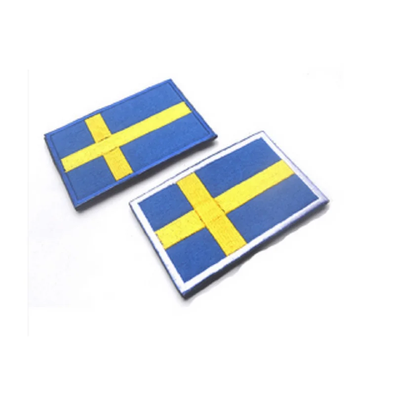 Sweden Embroidery Patches Magic Stickers Loops And Hook Flag Of Swedish Flag Patches Armband Cloth Patch 