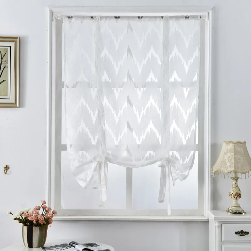 NAPEARL Kitchen Short Curtains Window Treatments Roman Blinds Jacquard Striped Home Textile Decorative Cafe Balcony