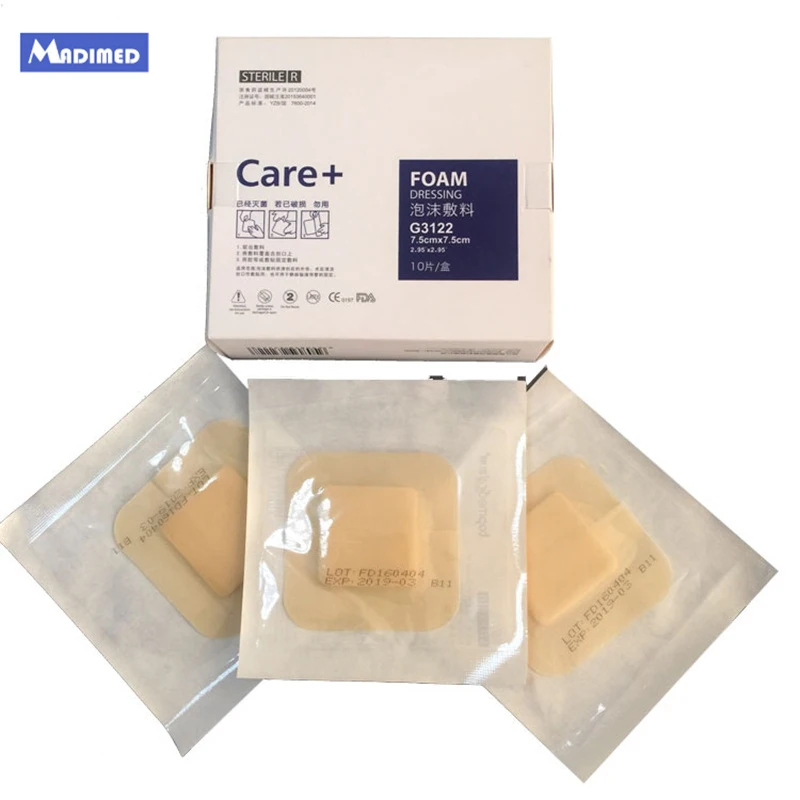 

10pcs/lot 7.5x7.5cm adhesive hydrocolloid wound dressing with foam pad for decubitus ulcer bedsores burns absort Wound exudation