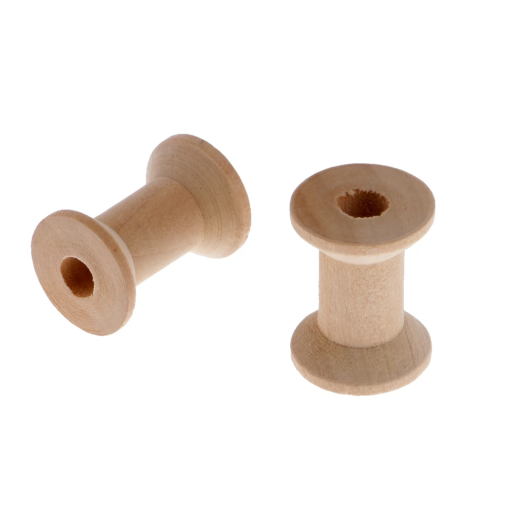 10 Pieces Wooden Empty Thread Spools Reels Bobbin For Sewing Ribbons 28x21mm