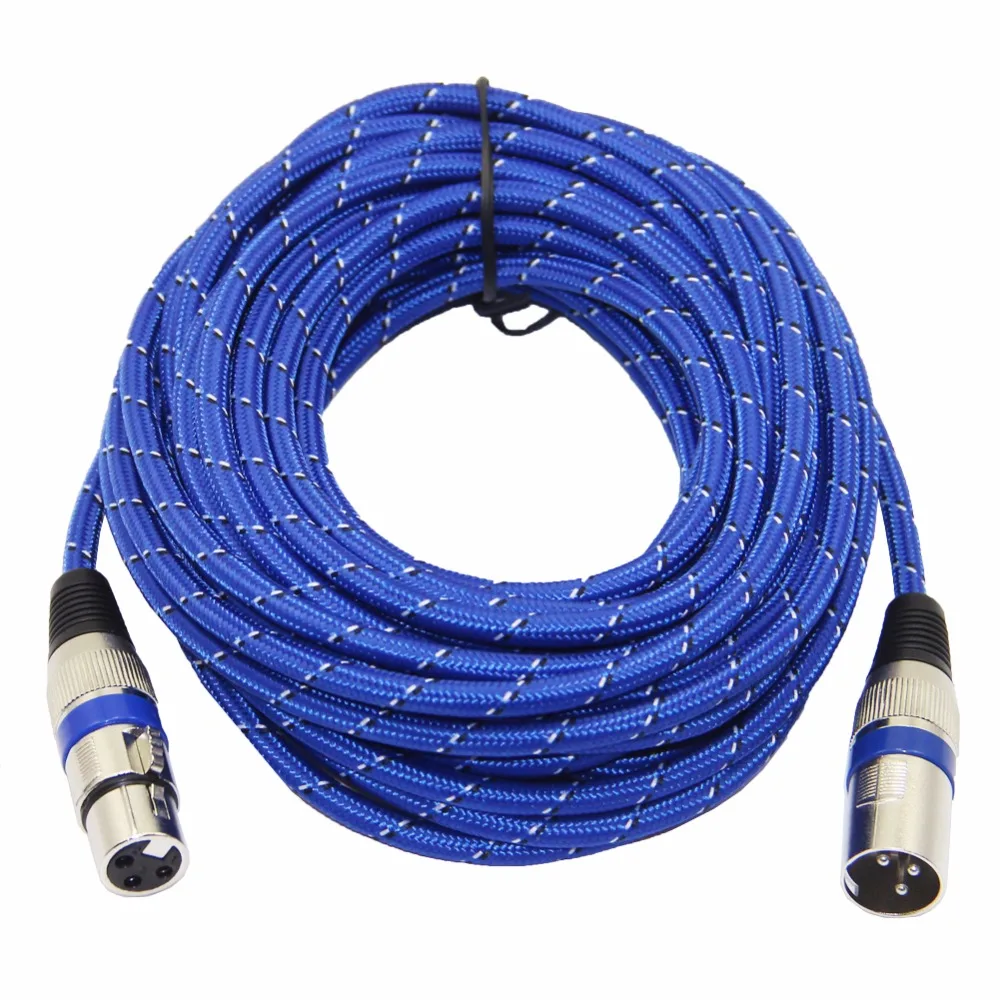 Bochara Nylon Braided XLR Cable Male to Female M/F 3Pin jack Extension Cable For Microphone Mixer 1m 1.8m 3m 5m 10m 15m 20m