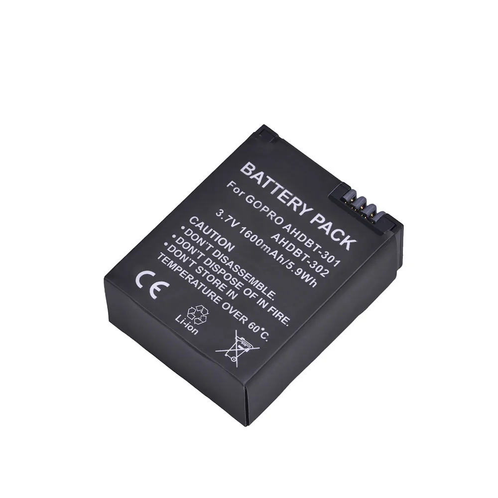 1600mAh AHDBT-302 Battery/LED Charger for GoPro Hero3, Hero3+ Silver/Black,GoPro AHDBT-201,AHDBT-301,AHBBP-301