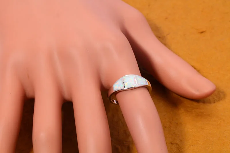 CiNily Created White Fire Opal Rings Silver Plated Wholesale Hot Sell Wedding for Women Jewelry Fashion Ring Size 5-11 OJ6072