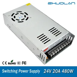 スイッチ電源 led ストリップアダプタ ac 110 / 220 dc 24 v 20A 480 ワットトランス