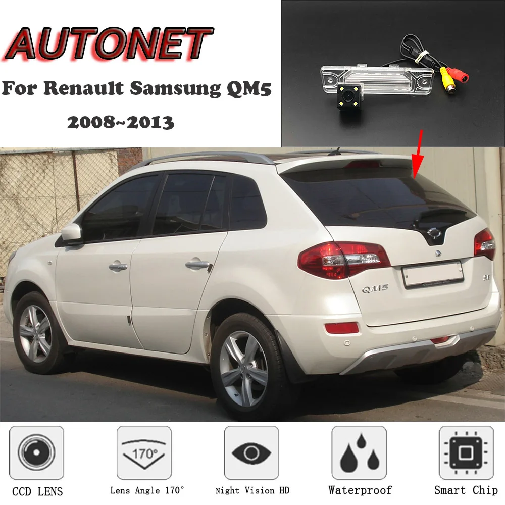 AUTONET HD ナイトビジョンバックアップリアビューカメラルノー三星 QM5 2008 〜 2013 CCD/ナンバープレートカメラやブラケット