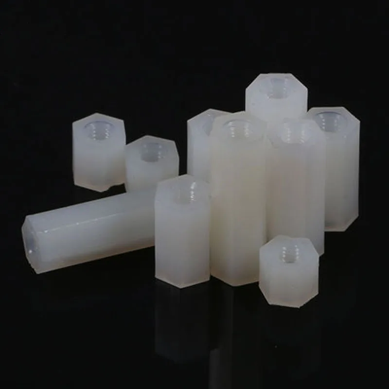 

20pcs M3 Hexagonal nylon column Flat head double pass Plastic support columns Environmental protection 16mm-50mm Length