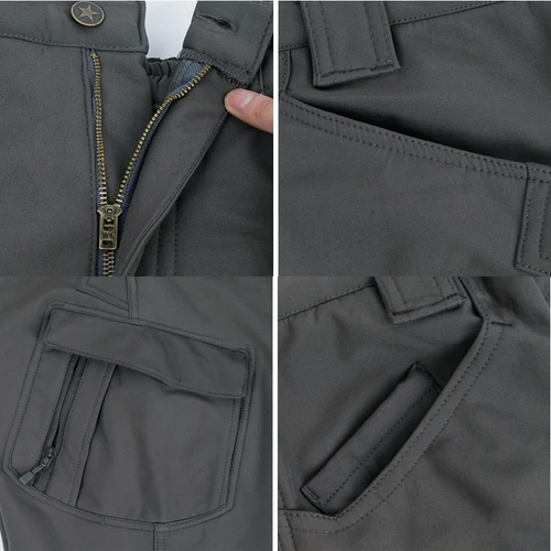 Imagen 2 del producto Pantalones tácticos de piel de tiburón para hombre, pantalones para acampar, senderismo, escalada, senderismo, pesca, caza, chaquetas de lana para exteriores de otoño