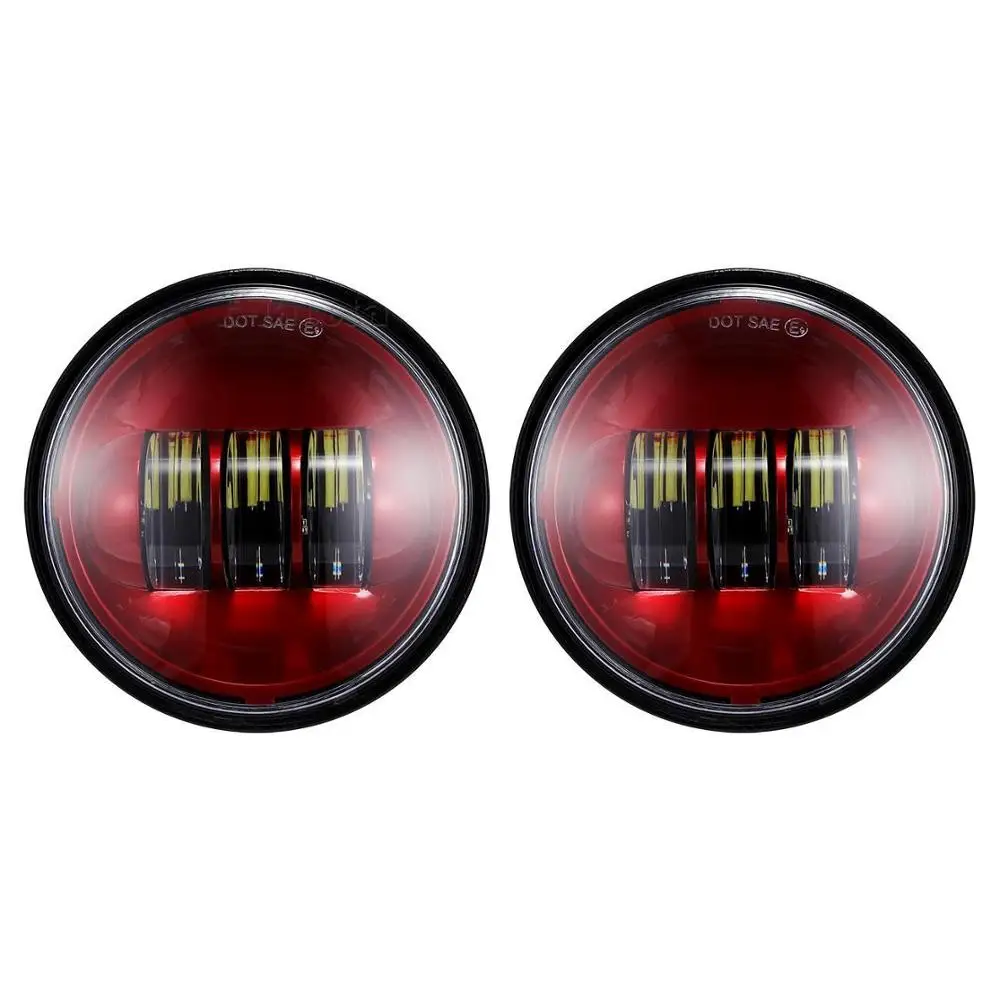 

Red Blue Orange 4.5 Inch LED Fog Lights Projector Auxiliary Light Motorcycle Passing Fog Lamps 30W 4-1/2" Black Chrome