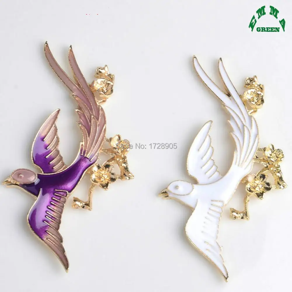 

Embellishment Button Swallow Bird Animal Enamel Flatback 5pcs Gold Color Large 63x34mm Jewelry Finding for Wedding Accessories