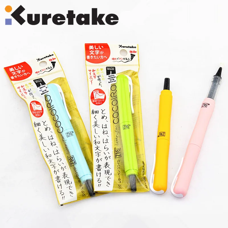 ZIG Kuretake Cocoiro Lettering Pens Calligraphy Brush Pen Hard Tip Black Ink Japan