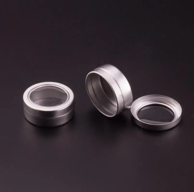 20G Empty cream aluminum containers with window lid, aluminum cosmetic lip balm container LX1062