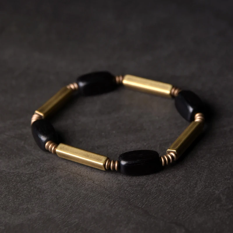 Ebony Mix Copper Beads Bracelet Fashion Rock Street Unique Geometric Beaded Contracted Health Spiritual Male Female Jewelry