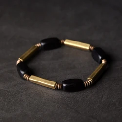 Ebony Mix Copper Beads Bracelet Fashion Rock Street Unique Geometric Beaded Contracted Health Spiritual Male Female Jewelry