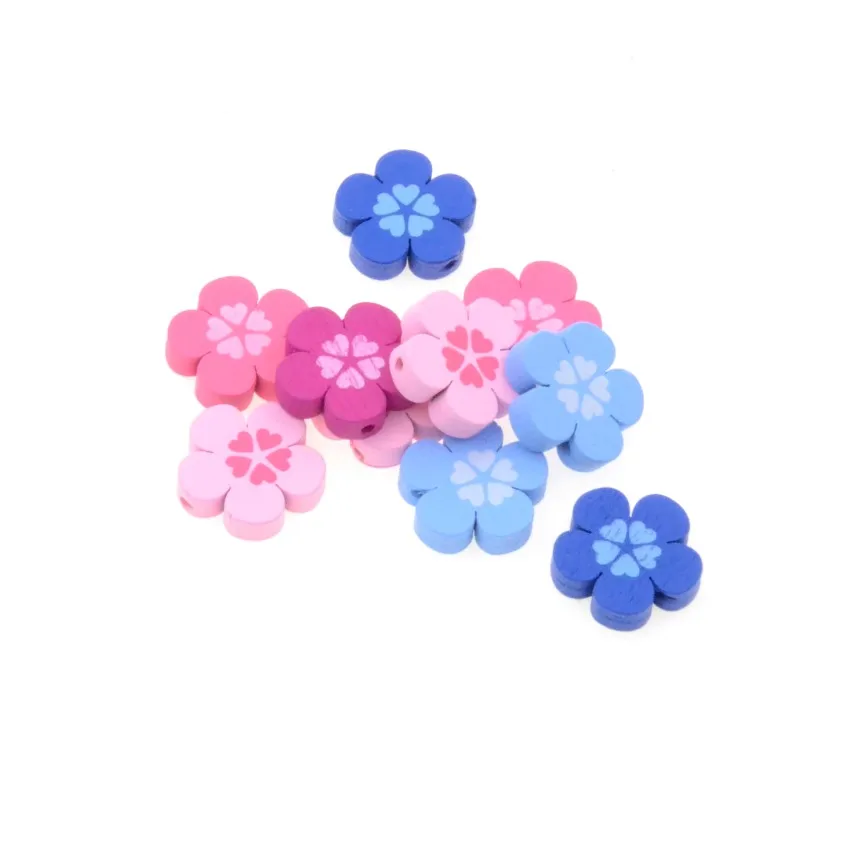 MIAOCHI DIY 50Pcs Multicolour Flower 20mm Natural Wood Loose Spacer Beaded Wooden Beads For Jewelry Making