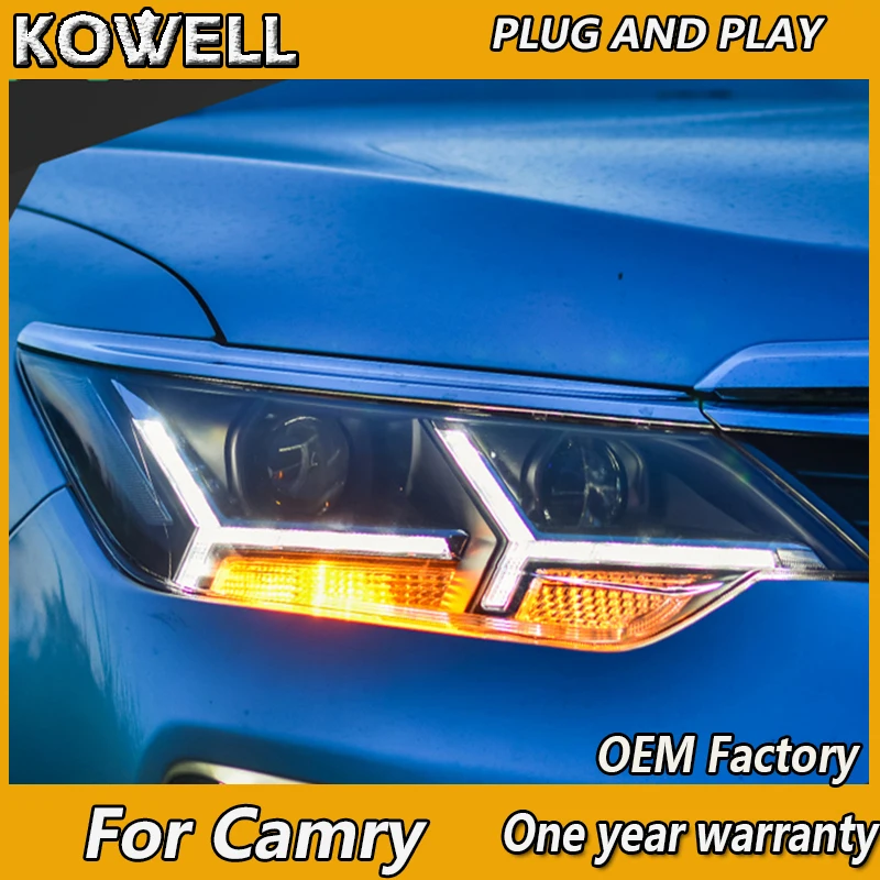 

KOWELL Car Styling for 2015 2016 Toyota Camry V55 LED Headlight New Camry Headlights drl Lens Double Beam H7 HID Xenon