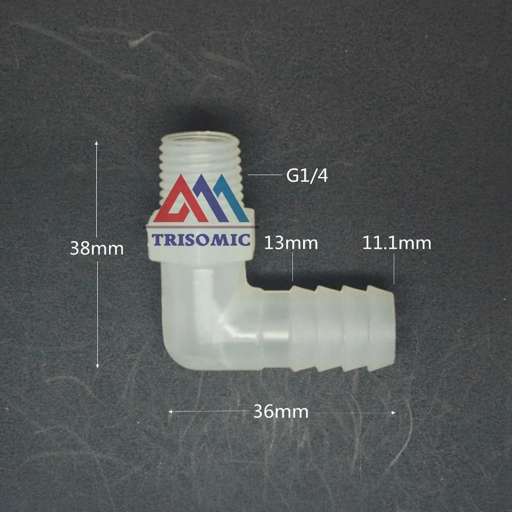 11.1 millimetri * G1/4 vite Gomito filo Connettore di tipo Tubo Joiner Materiale PP di Plastica Dal Carro Armato Raccordo Compagnia Aerea acido e resistente agli alcali