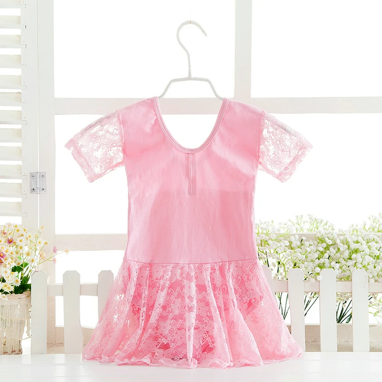 Mới Ba Lê Thể Dục Dụng Cụ Trang Phục Ngắn Tay Cotton Ren Bé Gái Leotard Trượt Đầm