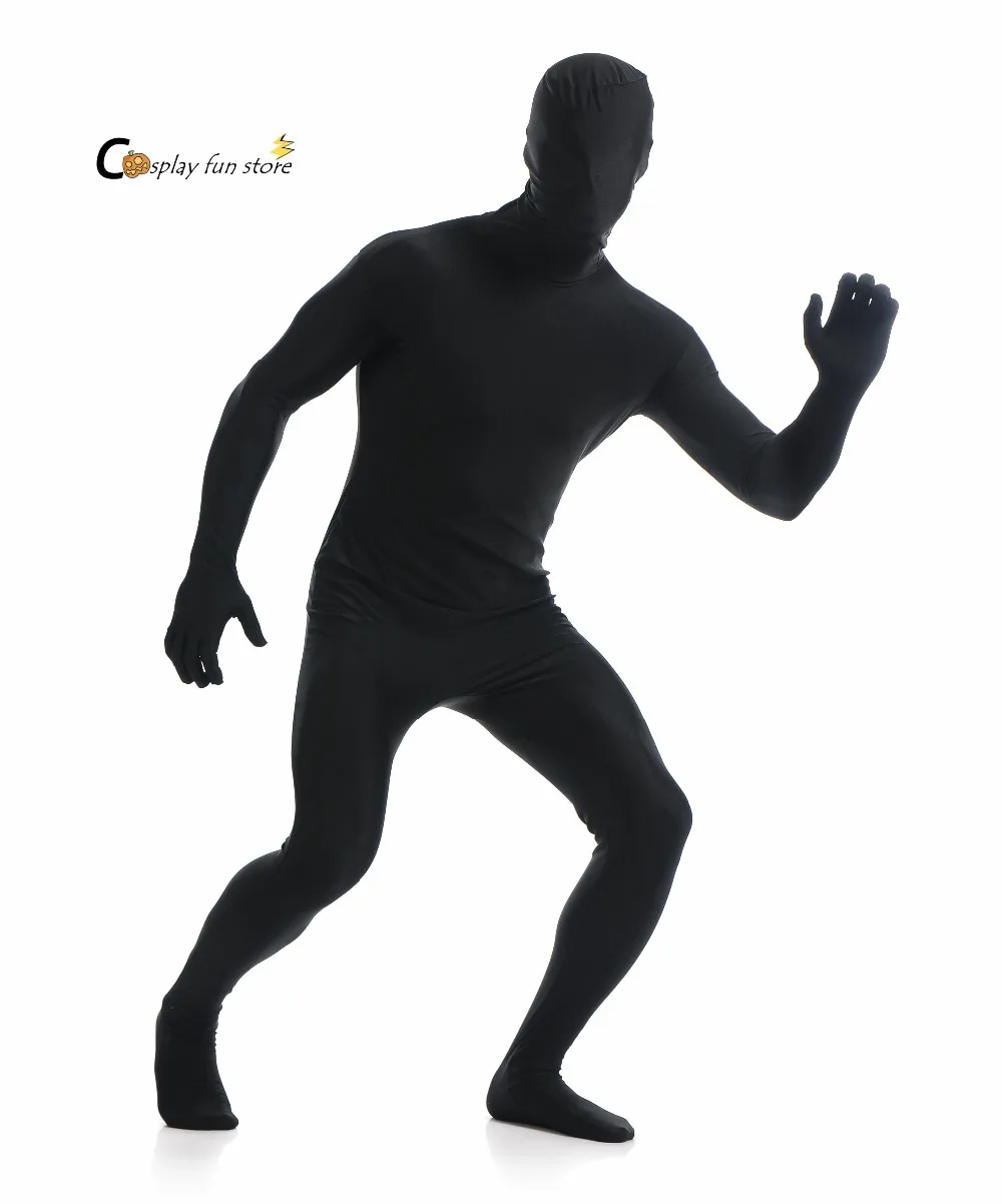 Frete grátis adulto corpo inteiro elastano terno zentai preto ternos apertados cor pura festa de halloween unitard personalizar para uso especial