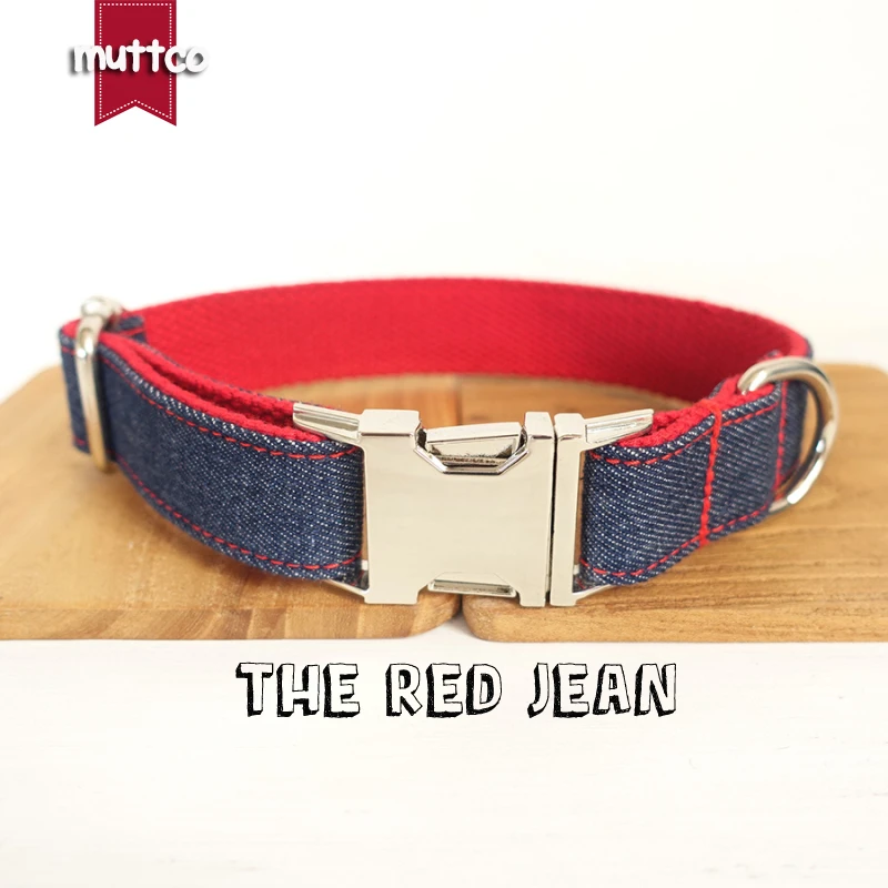 

MUTTCO retailing self-designed collar THE RED JEAN mazarine and red dog collar and leash 5 sizes UDC038