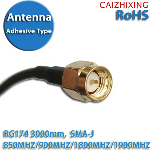 GSM GPRS 3G Car Antenna Patch antenna RG174 SMA Adhesive Type 2.5DBI 850MHZ/900MHZ/1800MHZ/1900MHZ 3000mm