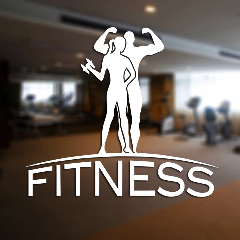 Gym Sticker Fitness Decal Body-building Dumbbell Posters Vinyl Wall Decals Pegatina Quadro Parede Decor Mural Gym Sticker