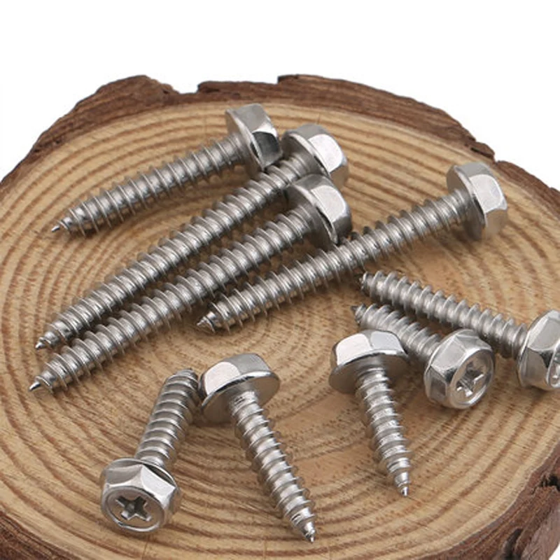 20pcs M4 Stainless steel Phillips screws Hexagon Self-tapping screw Sharp tail Pointed Bolt 7mm on the opposite side 12-30mmLong