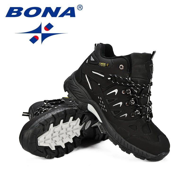 BONA New Classics Style Men Hiking Shoes Action Leather Men Athletic Shoes Lace Up Outdoor Men Jogging Sneakers