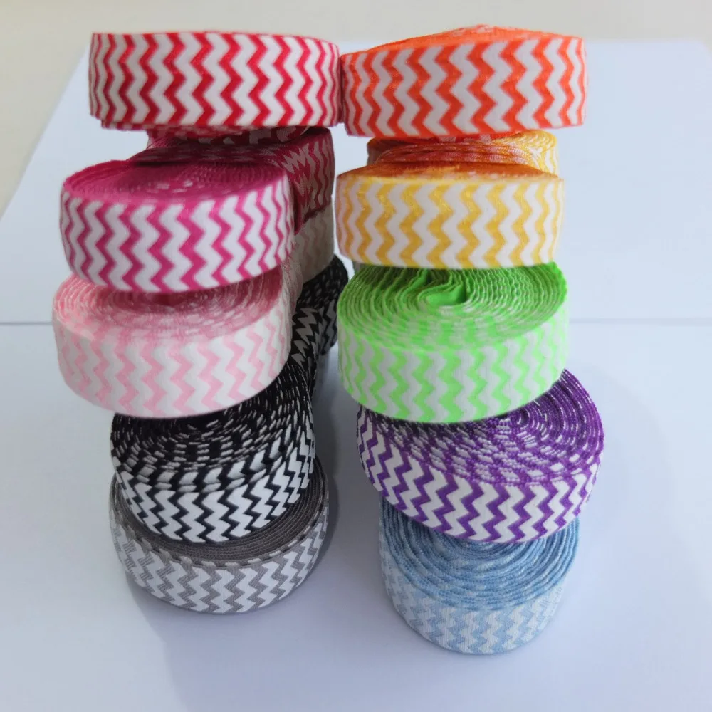 

5 Yards Chevron Elastic bands 5/8''Fold Over Elastic Ribbon Apparel Sewing Elastic Fabric Hair tie Elastic Headband Hair bow