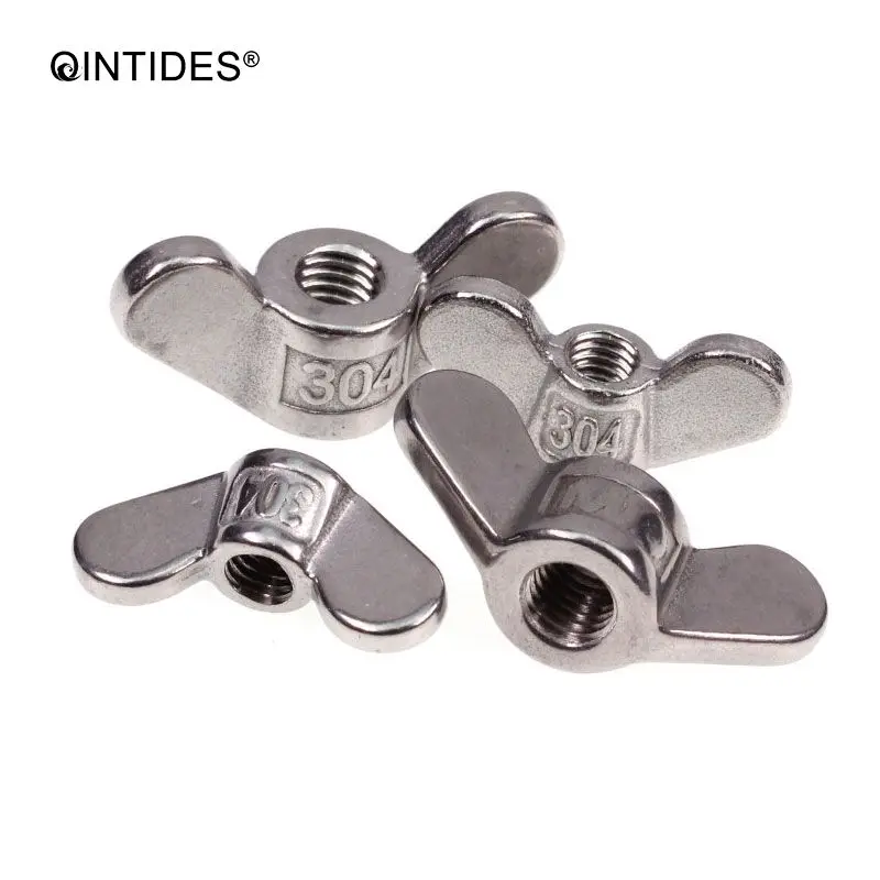 QINTIDES M4 - M8 Wing nuts Round nose round wing nut 304 stainless steel screw nut M5 M6 big ear butterfly nut