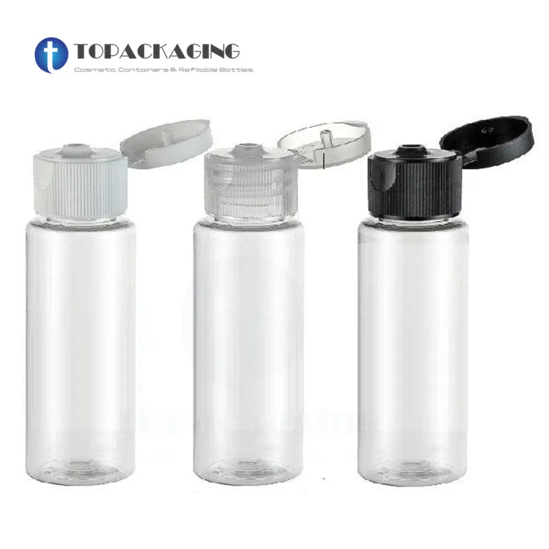 

50PCS*40ML Flip Screw Cap Bottle Transparent Plastic Cosmetic Container Empty Lotion Shampoo Essential Oil Makeup Refillable