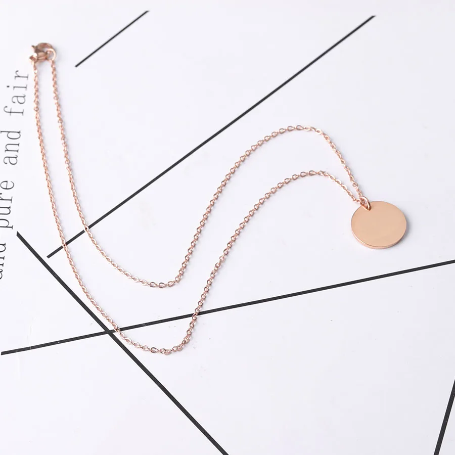 Fnixtar 20Pcs 45cm Stainless Steel Mirror Polish Necklace PVD Plating Round Disc Pendant Neckalce For Women\'s Fashion Jewelry