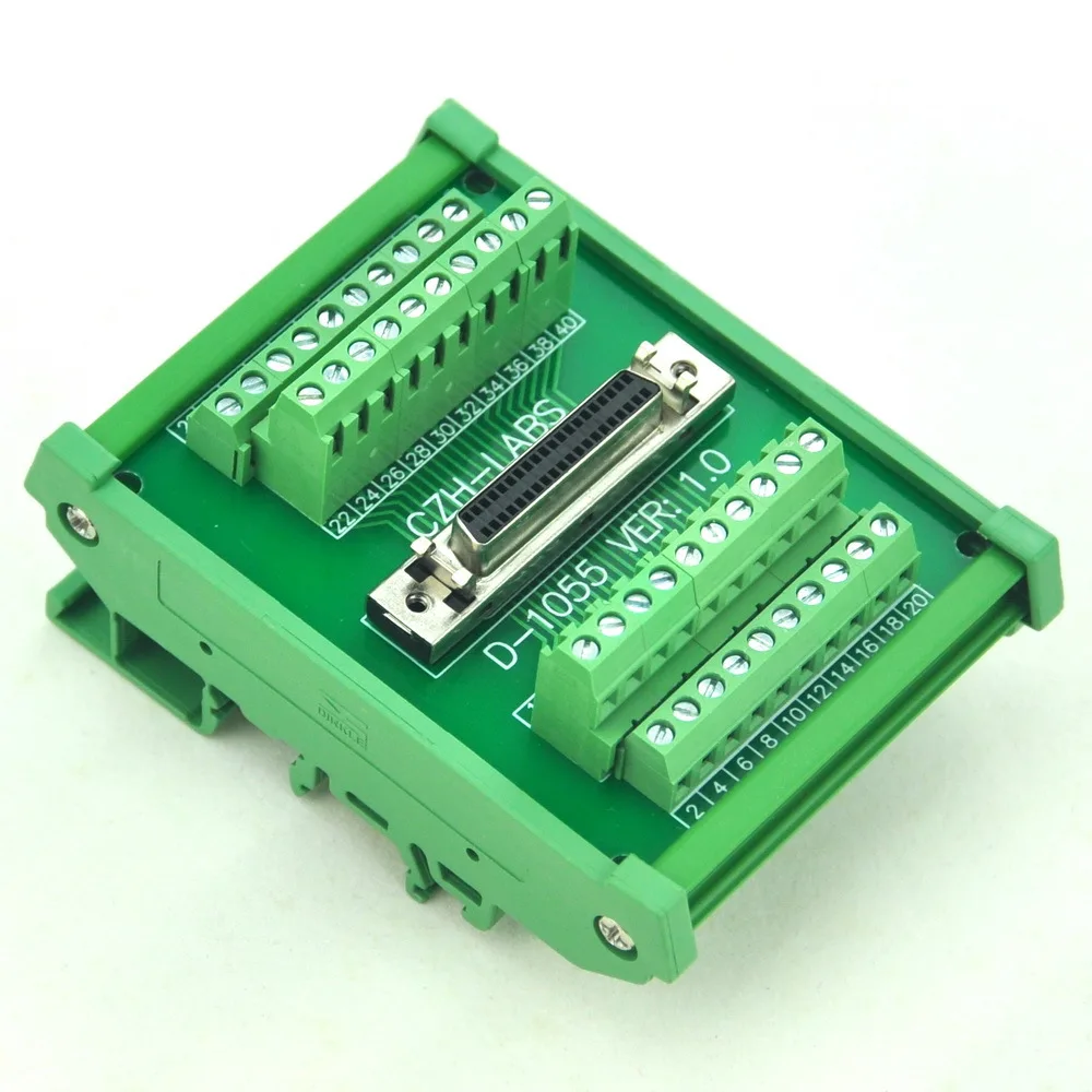 

DIN Rail Mount 40-pin Half-Pitch/0.05" D-SUB Female Interface Module, DSUB, SCSI