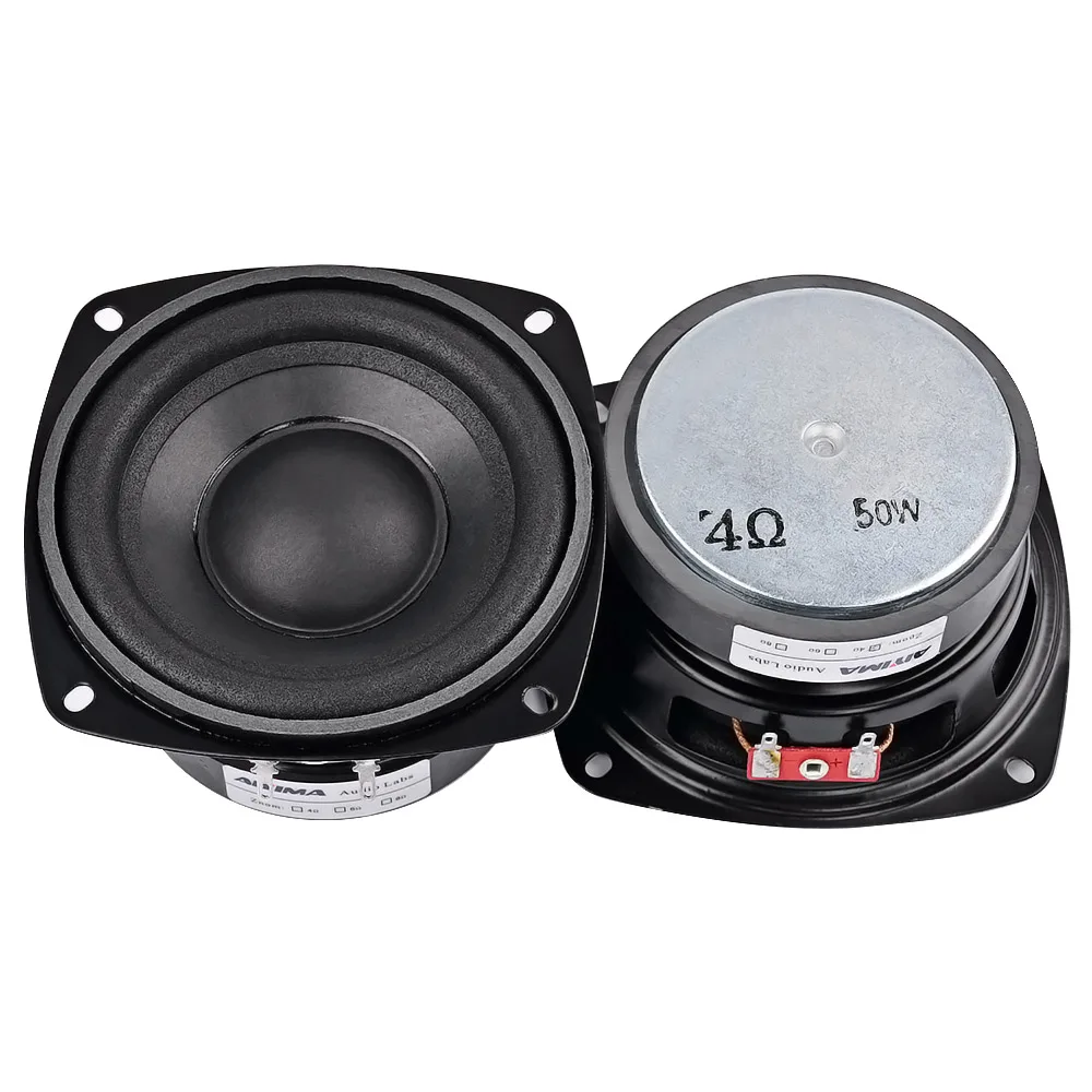 Imagem -02 - Aiyima-mini Alto-falantes Estéreo Portáteis Subwoofer Alto-falante de Áudio Buzina do Carro Gama Completa Alto-falante Woofer Ohms 8ohms 50w Pcs 4