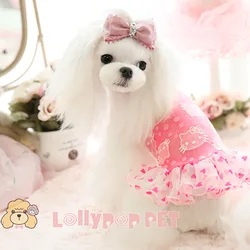 Lollipop Dogs Tutus Puppy Pets Spotty Dress with Kitty Head Pink