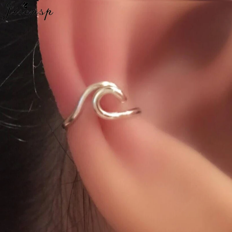 Jisensp Punk Waves Ear Climbers Earrings for Women Stud Earings Ear Crawler Bohemian Cute Earing Piercing Earings Pendientes