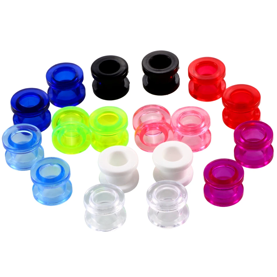 2 PCS Multicolor Acrylic Ear Stretchers Plugs and Tunnels Clear Ear Plugs Ear Gauge Screw Flesh Body Piercing Jewelry SWANJO