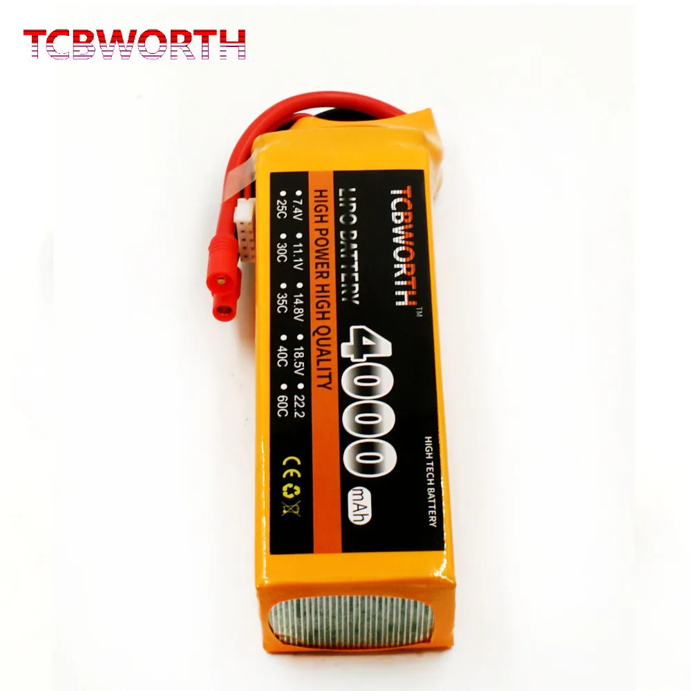 TCBWORTH RC LiPo Battery 4S 14.8V 4000mAh 35C 60C For RC Helicopter Quadrotor Car boat Drone Truck AKKU With XT60/Deans plug