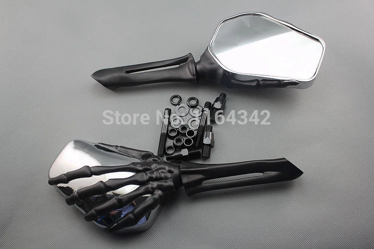 Free shipping 1 pair Chrome Skeleton Motorcycle Rearview Mirrors for Harley Davidson Softail Cross Bones Deuce Rocker