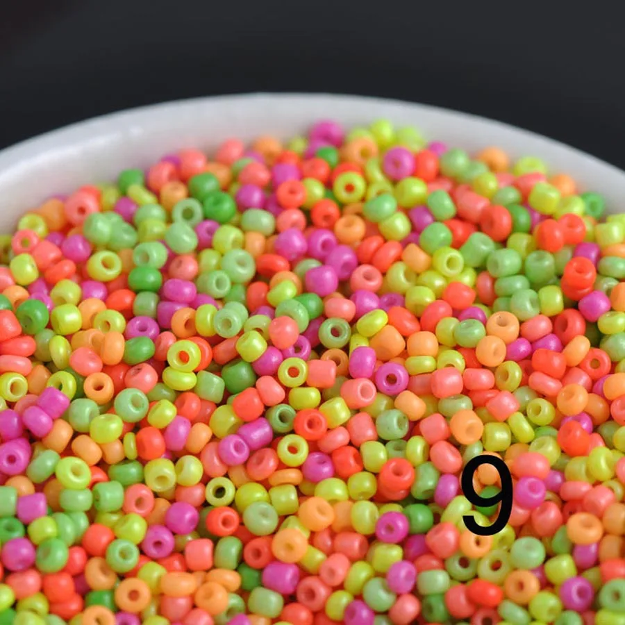 16g 1000pcs 2mm Mix Neon Color Opaque Round Loose Spacer Beads Cezch Glass Seed Beads Handmade Jewelry Making DIY Garment Bead