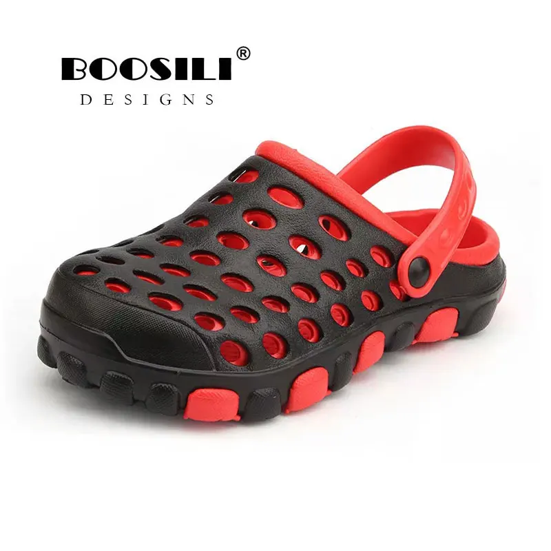 2020 Real Mens Leather Sandal Men\'s Cave Shoes Double Color Garden High Quality Breathable Clogs Lightweight 4 Colours