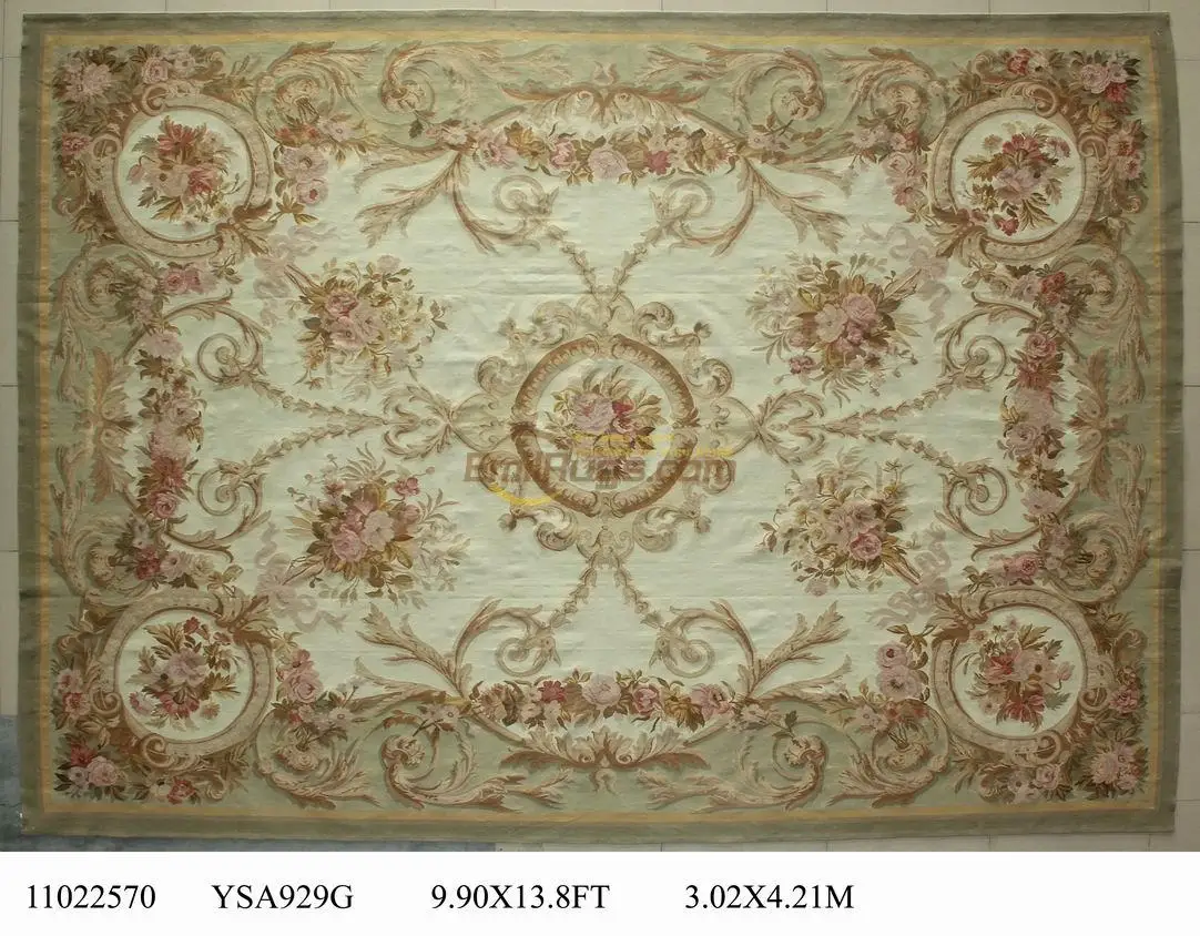 

Vintage French Aubusson Carpet Elegant Floral Antique Handknotted Wool Aubusson Carpet Natural Sheep Wool