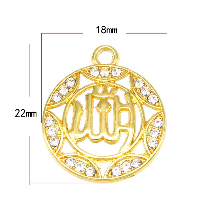 6pcs Arabian Lady Golden Muslim Islamic God Allah Charm Pendant Necklace Accessories Jewelry Ramadan DIY Gift