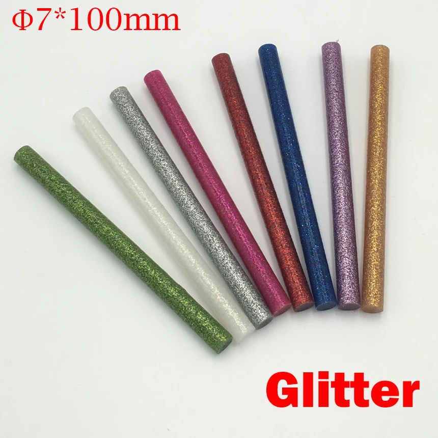 7mm 7x100mm 7*100mm Glitter Golden Blue Green Purple Rose Violet EVA Repair DIY Art Craft Gun Hot Melt Glue Adhesive Stick