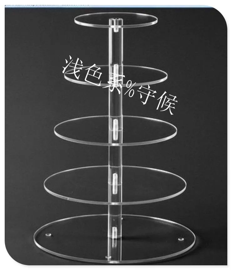 5 Tier Lucite Glass Cup Cake Stand, 5 Tier Round Acrylic Cup Cake Stand