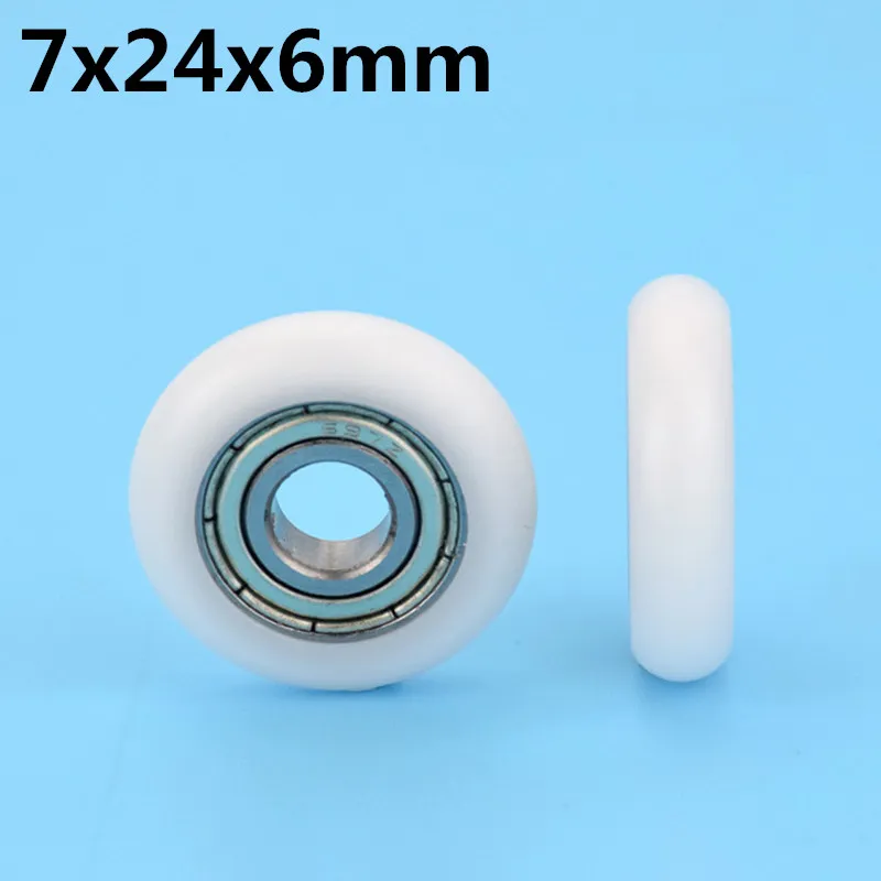 1Pcs 7x24x6 mm Nylon Plastic Wheel With Bearings Wheel bearing POM