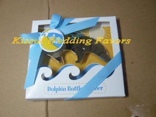 

25 Pieces/lot Classic Beach Theme Wedding gift for guests of Playful Dolphin Chrome Bottle Opener Wedding Favor and Party Favor