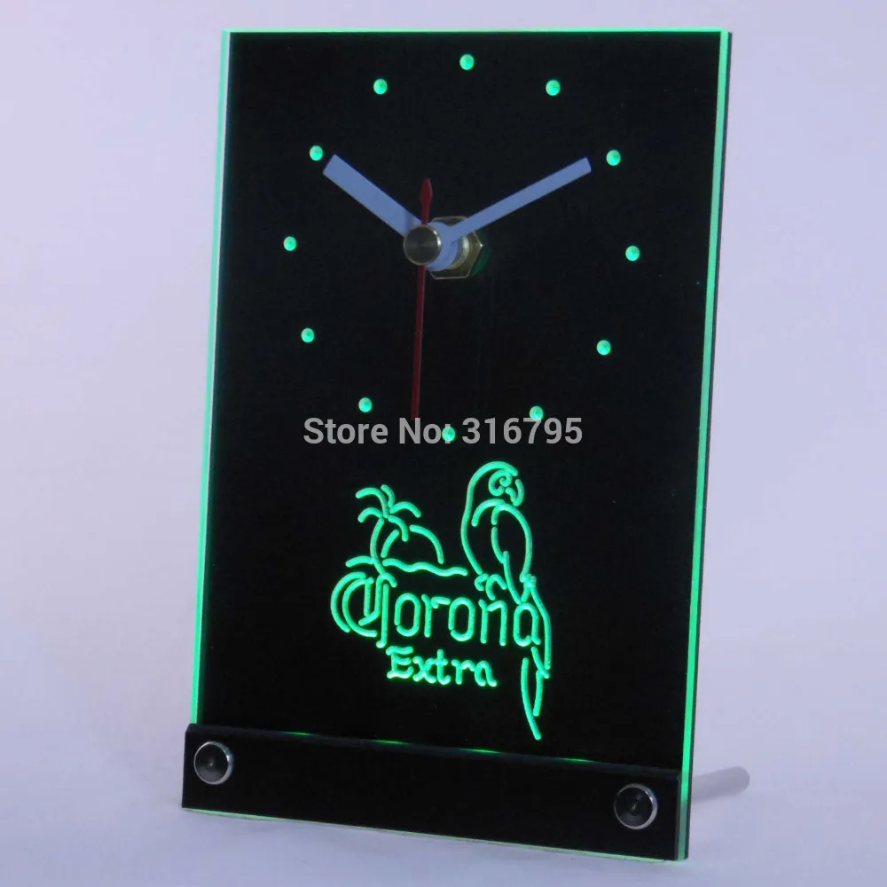 tnc0106 CORONA Extra Parrot Beer 3D LED Table Desk Clock