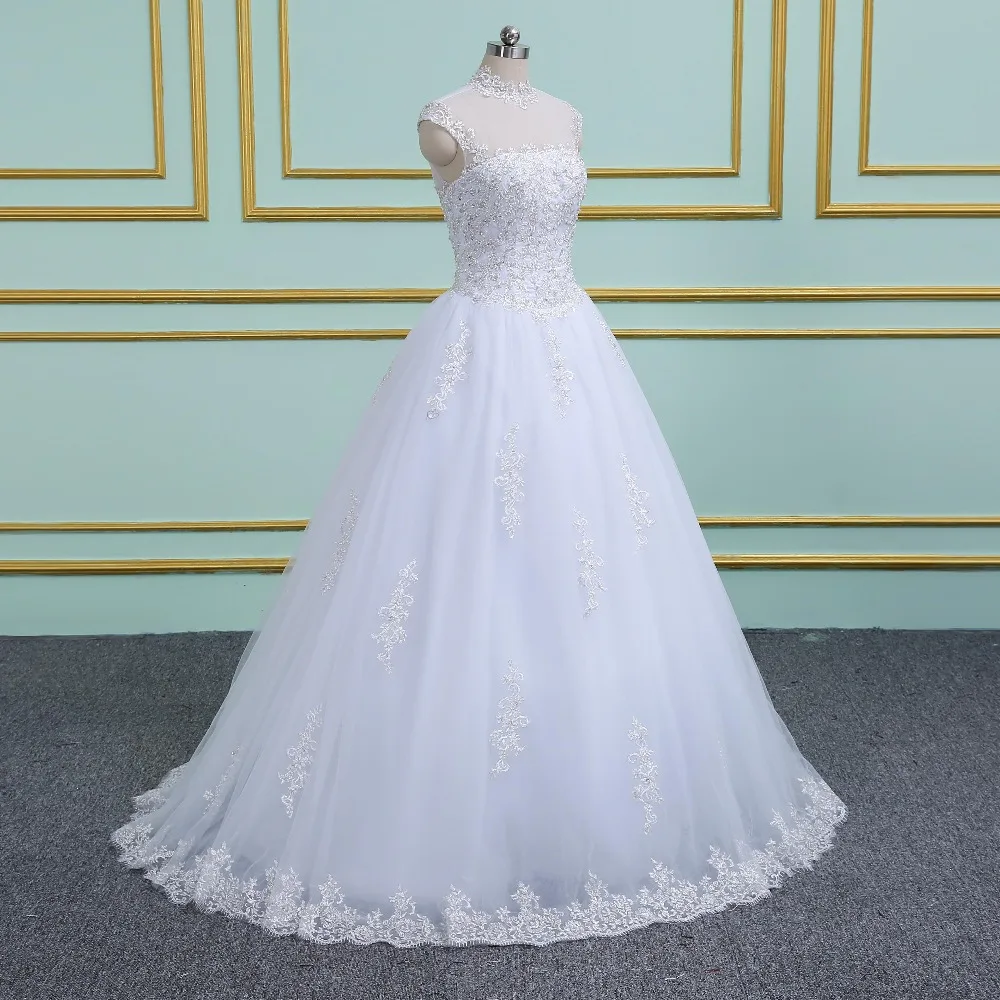 2021 Vestidos 15 Anos Công Chúa Cổ Cao Sheer Tinh Thể Chiếu Trúc Hạt Dây Chuyền Trắng Quinceanera Váy Hóa Trang Bóng Đồ Bầu