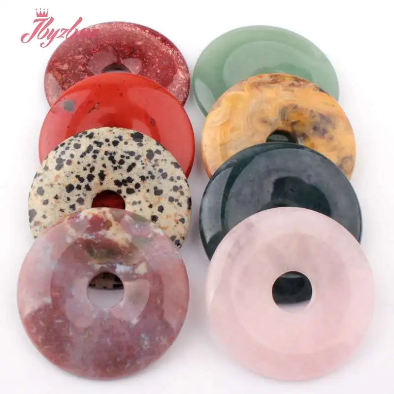 

50mm Natural Donut Aventurine,Fluorite Stone Beads Pendant 1 Pcs for DIY Charms Accessories Necklace Bracelet Jewelry Making